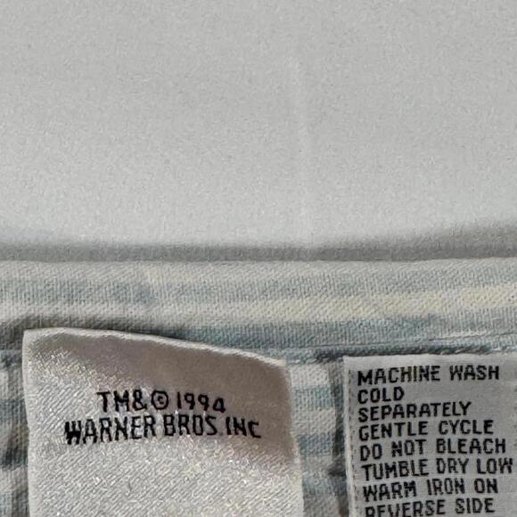 Looney Tunes Shirt Women's Large VTG 8 Embroidered Characters Denim White Stripe - Picture 4 of 8